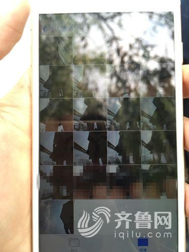 小兰翻拍的该男子手机相册，里面正是在天桥上小兰被偷拍的照片。