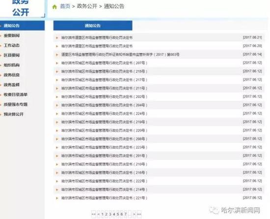 在政务公开栏目里查询。