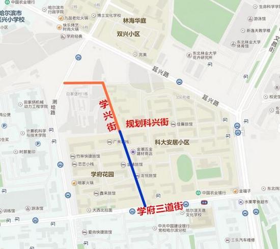 图中蓝线部分为拓宽工程,橙色线部分为打通工程
