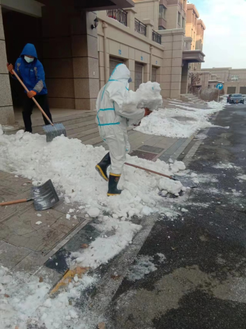 碧桂园服务人员及时清理社区内路面积雪（来源：企业供图）