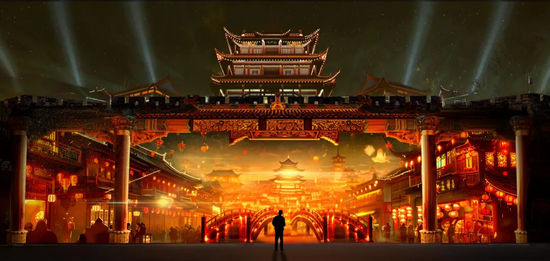 天心阁光影城墙秀效果图。
