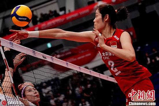 资料图:朱婷在世界杯第一轮比赛中扣球。图片来源:ICphoto
