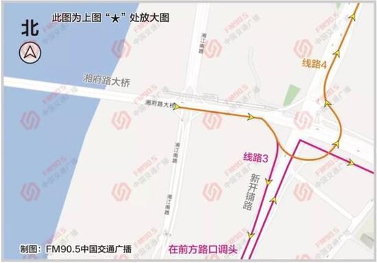 △西往东方向绕行线路示意图。