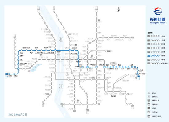 长沙地铁6号线线路图。