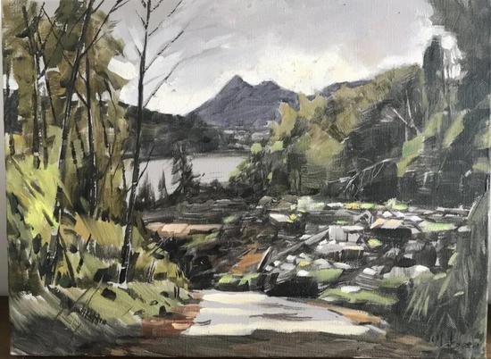《青年水库边的风景》尺寸:30cm×40cm 作者:王水清
