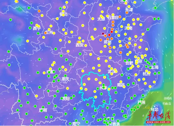 （空气质量指数地图。 省生态环境监测中心供图）