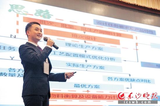 图为总决赛现场,参赛学生正在答辩。长沙晚报记者 陈飞 徐媛 摄影报道