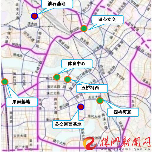 红点为已建，绿点为在建（图来源/株洲市规划局）