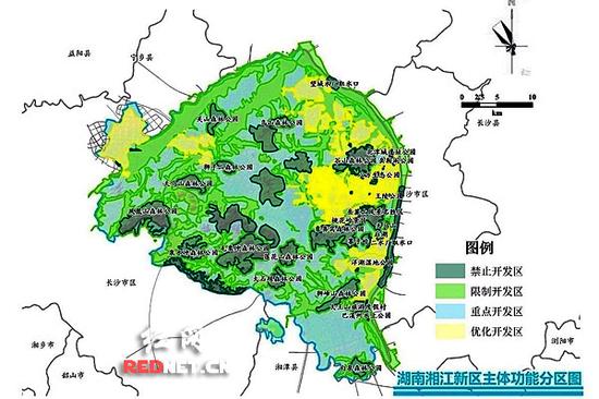  湖南湘江新区主体功能分区图。 