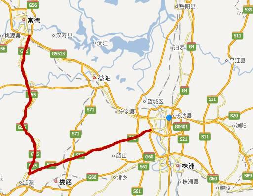 国道356湖南段走向图,353国道湖南段线路图 2,绕行益阳绕城高速,益宁城际干道,319国道,金洲大道.