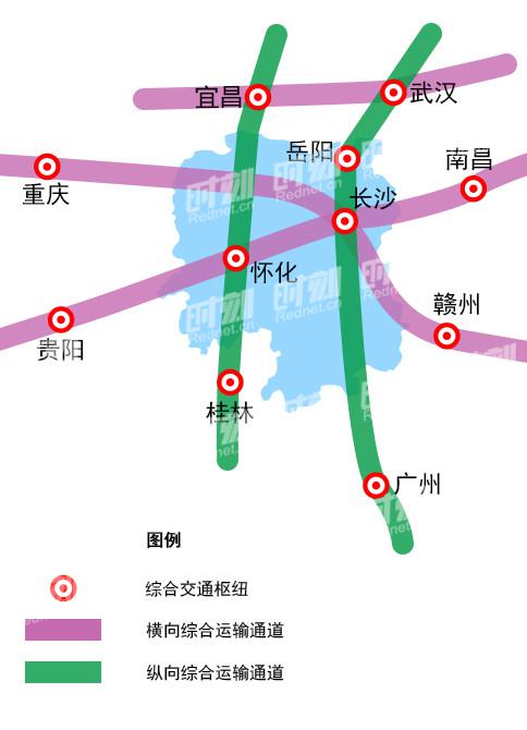 多条运输大通道从湖南境内穿过。