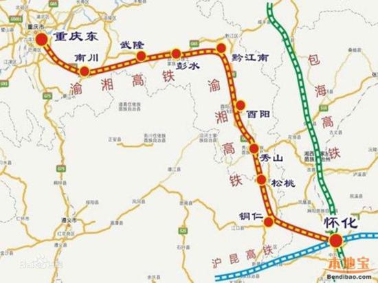 渝湘高铁线路图 资料图