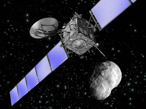 　　资料图：航天器飞过小行星。(图片来源：ESA)