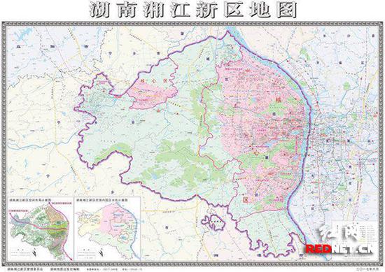 湖南湘江新区第一张辖区地图。