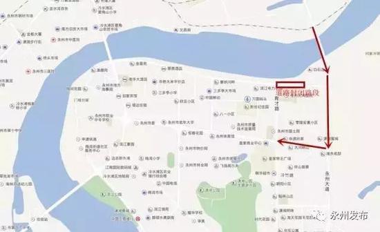 永州大桥北往南过往湘江东路方向车辆禁止右转，请直行至湘江东路路口右转至育才路路口左转。
