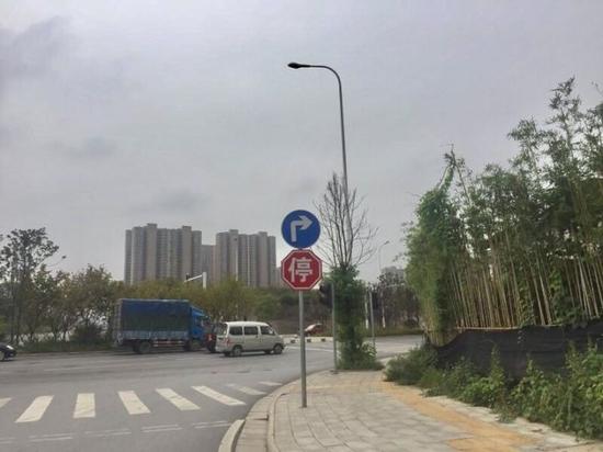 (图:长沙张公岭分考场科目三考试线路中的停车让行标志。新规规定,有停车让行标志的路口,车辆不停车或停车时前保险杠越过停止线,不合格。)