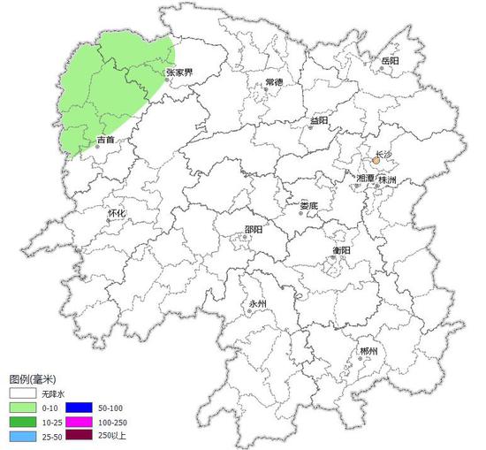 湖南降水量预报(3 月 24 日 20 时至 25 日 20 时)