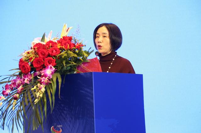 ▲5月25日,第二届中非经贸博览会推介会在义乌举行。图为金虹在致辞。 伍鹏程 摄