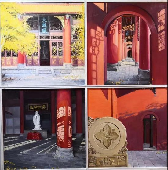 《湘乡市文庙》 尺寸:160cm×160cm 作者:王铁根