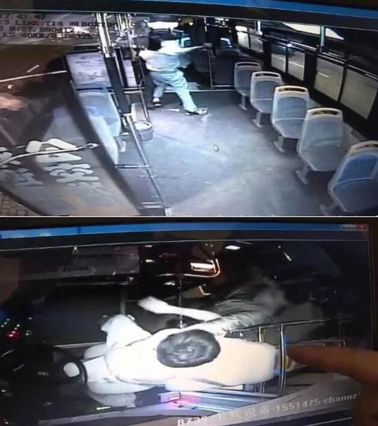 监控视频截图阻止打人男子下车司机被围堵