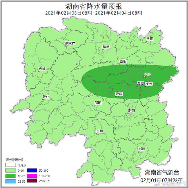 2月2日至2月3日降雨情况预报。