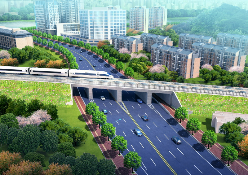 项目完成后，这里将建成4孔涵洞，双向6车道，并配备人行道及非机动车道。