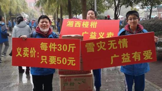去年寒冬广益学子帮助湘西受灾橘农义卖椪柑 其中仅古丈县就售出300多万斤