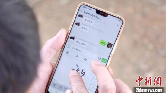 通过各种微信群,农户发布找工需求。新田县供图