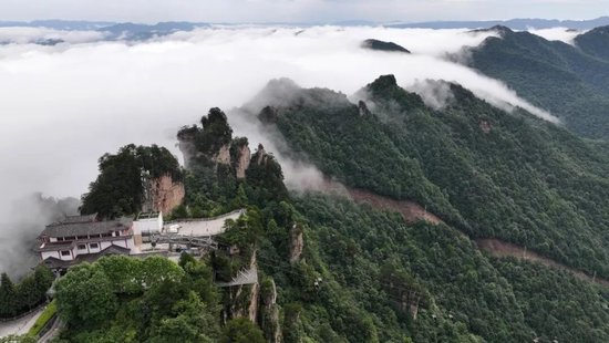张家界国家森林公园出现云瀑景观。图/吴勇兵