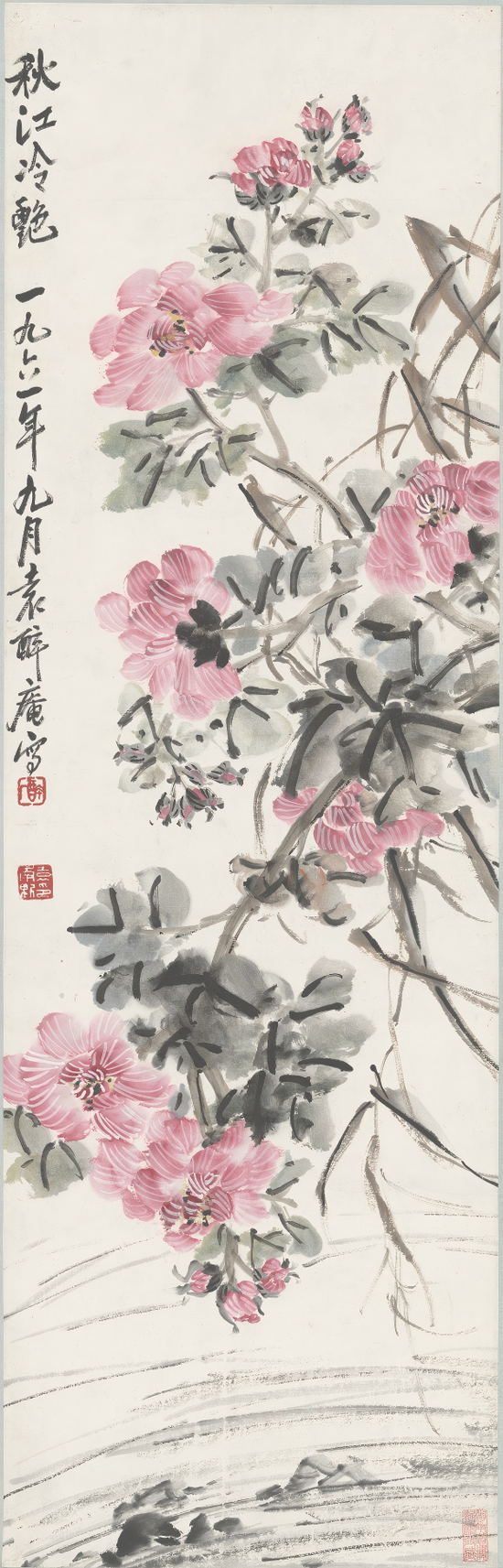 现代·袁尚魁《芙蓉花立轴》