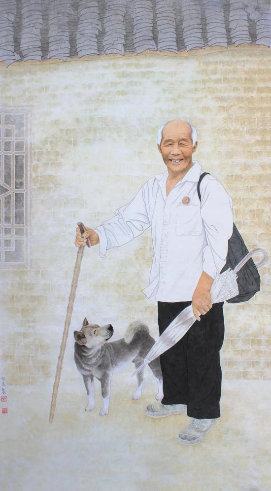 《父亲是个老党员》(尺寸:97cm×180cm)。作者 文启良