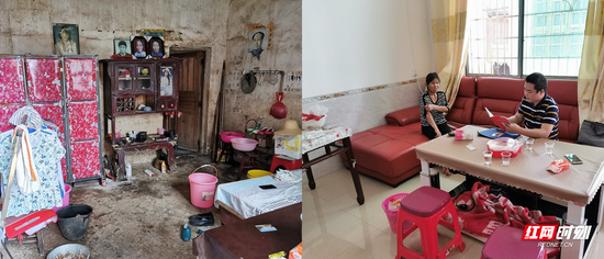 油麻镇徐家村贫困户徐大姐从土砖房,搬进了新房。每天住着新房,幸福感倍增。