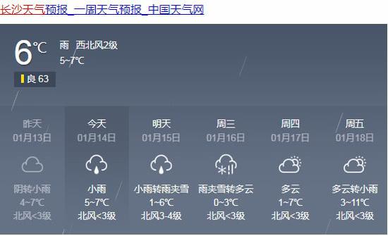 湖南又要下雪 今明两天湘中以北迎雨雪天气