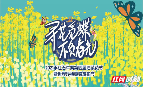 3月7日,平江石牛寨第四届油菜花节暨世界珍稀蝴蝶旅拍节在石牛寨景区开幕
