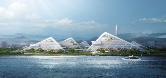 湘江科学城核心展示区标志性建筑方案设计效果图。