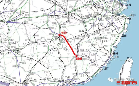 长沙至赣州铁路地理位置图