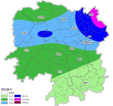 湖南降雨量预报(9月9日20时~9月10日20时)