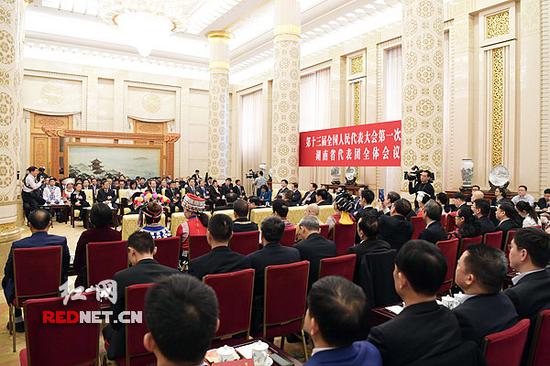 3月8日下午，湖南代表团第四次全体会议向媒体开放。