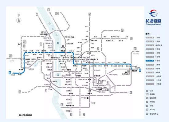 (长沙地铁6号线线路图。以上均为资料图。)