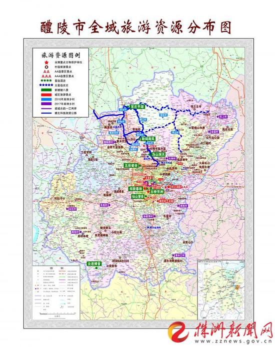 ▲点击看大图：醴陵市全域旅游资源分布图。（醴陵市全域旅游创建办 供图 ）