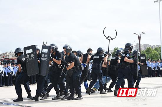 特巡警娴熟的动作、高昂的气势,彰显了阳刚之美。