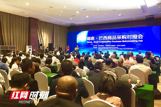 11月7日，首届中国国际进口博览会湖南分团专题活动——湖南巴西商品采购对接会在上海举行。