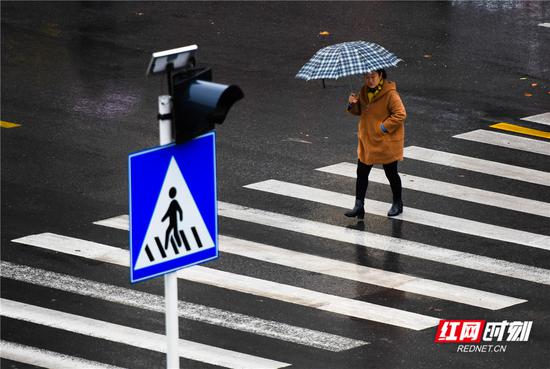 今日湘潭，雨中行人匆匆。黄滔 摄