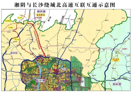 湘阴与长沙绕城北高速互联互通示意图