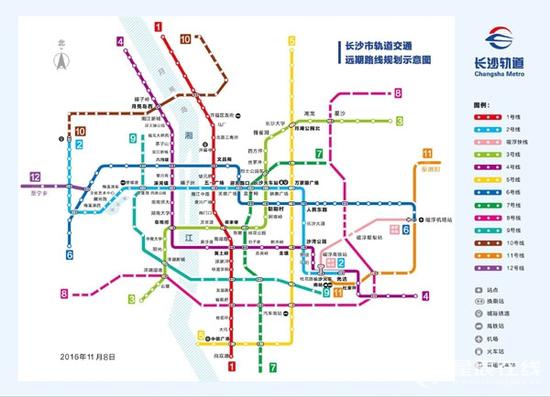 长沙地铁线路图。资料图