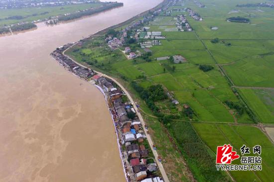 洪峰过境长沙后,12个小时左右可抵达岳阳湘阴,湘阴县岭北镇沙田垸是湘阴县境内迎接洪峰的第一站。