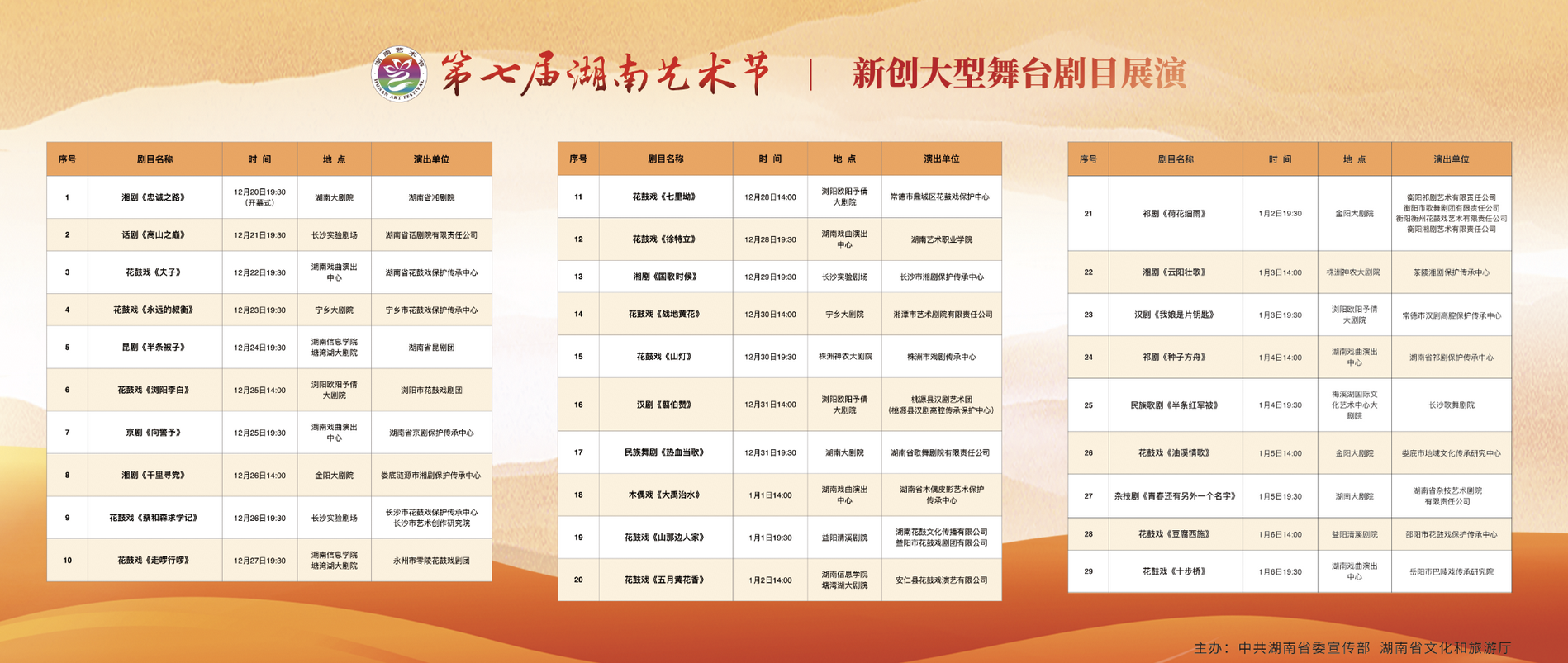 剧目时间表