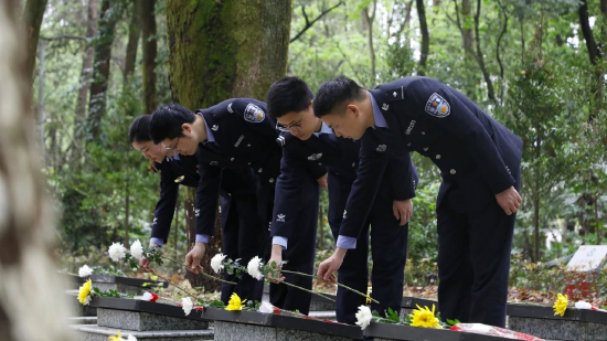 茶陵县公安局组织民警代表到烈士陵园开展清明祭扫活动