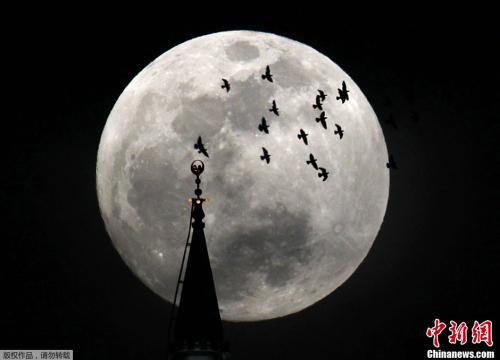 资料图：2012年5月5日晚，一轮圆月在空中出现。