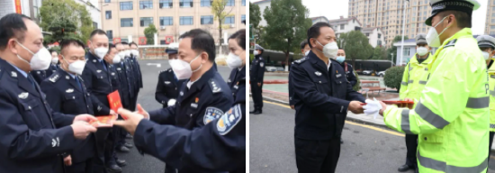 汤向荣一行先后来到高警局常德支队柳叶湖大队、市公安局交警支队直属一大队看望慰问基层民辅警